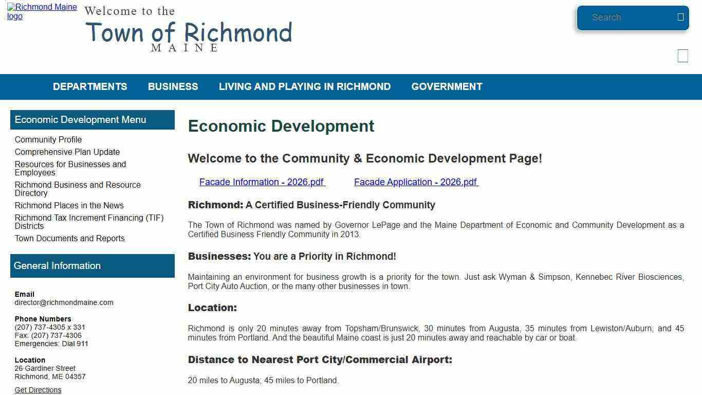 Official Website of the Town of Richmond Maine - Economic Development
